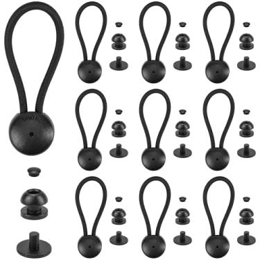 Imagem de Pacote com 10 clipes elásticos pretos com puxadores – Amarradores para lonas, barcos, trailers e caminhões