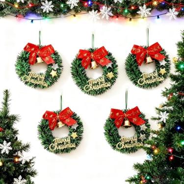 Imagem de Mini guirlandas de árvore de Natal de cinco peças, arco de sino, decoração de casa de brinquedo, adequado para decoração de casa, restaurante e festa