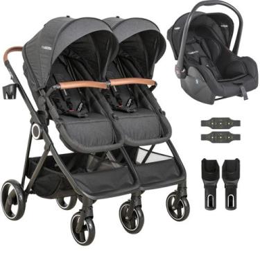 Imagem de Carrinho Kiddo para Gemeos com Bebe Conforto Cosmos Preto