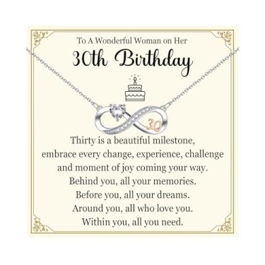 Imagem de DKKV Presentes de aniversário 30, 40, 50, 60, 70, 80 anos, para mulheres, colar e joias, Banhado a latão com ouro 18K, Zircão