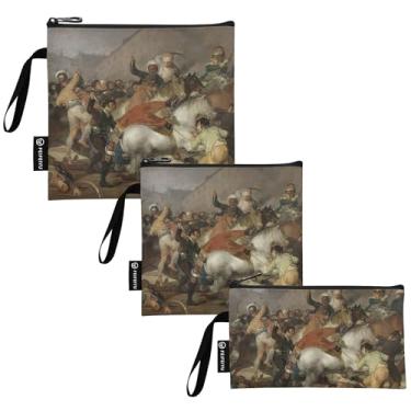 Imagem de Francisco Goya Saco de lanche e sanduíche de segundo de maio Sacos reutilizáveis de tecido lavável para alimentos com zíper para crianças estudantes adultos (conjunto de 3: P/M/G)