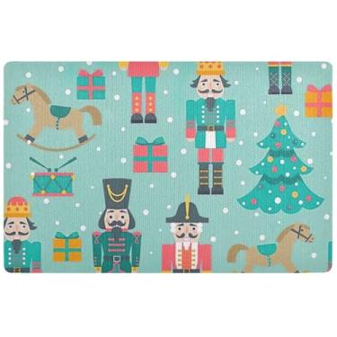 Imagem de TSENQUE Tapete de porta frontal personalizado quebra-nozes para árvore de Natal absorvente, tapetes de entrada antiderrapantes para cães, 81 x 50 cm