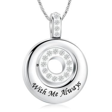Imagem de Yinplsmemory Colar feminino de cremação, círculo da vida, urna, cinzas, pingente de medalhão de aço inoxidável, joia de cinzas, Aço inoxidável, Sem Pedra Preciosa