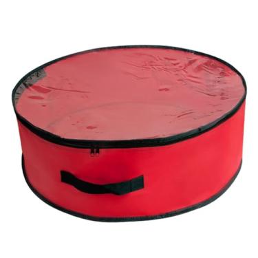Imagem de CYTJHMD Bolsa de armazenamento de guirlanda de Natal, recipiente de guirlanda de Natal com janela transparente para fácil armazenamento de férias, material Oxford 600D durável, vermelho, 60 * 20 cm