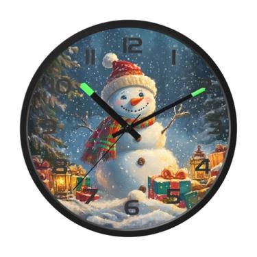 Imagem de CEBUGI Relógio de parede com luz noturna de 30,5 cm, que brilha no escuro, com sensor de voz, boneco de neve, funciona a bateria para decoração de quarto e sala de estar