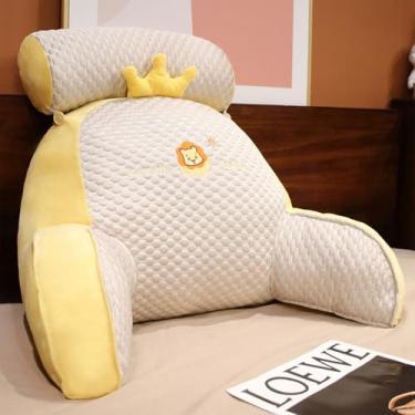Imagem de CYTJHMD Travesseiro de leitura grande para sentar na cama removível rolo de pescoço com braços grande descanso de cama travesseiro para sentar na cama assistindo TV, leão, 70 x 50 cm