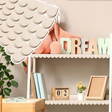 Imagem de JSIWOTH Guarnição de madeira decorativa recortada – Pacote com 12 acabamentos de moldagem ondulada para armários, espelhos, janelas, portas, berçário e decoração de casa DIY (40 x 4 cm, madeira de