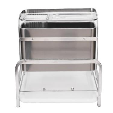 Imagem de Zerodis Rack Organizador de Cozinha de Aço Inoxidável, Racks de Utensílios de Bancada Grande Capacidade Escorredor de Pratos Grau 304 Placa de Corte Multifuncional Pauzinhos Colher