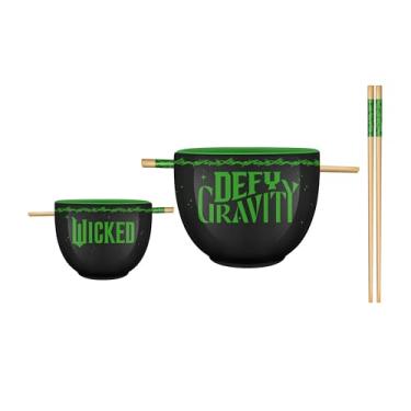 Imagem de Silver Buffalo Wicked Elphaba Defy Gravity Border Boxed 590 ml Tigela de cerâmica Ramen com pauzinhos