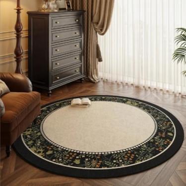 Imagem de Tapete redondo para quarto, cabeceira, vestiário, penteadeira, cadeira, tapete de chão, decoração para casa, sala de estar (diâmetro 110 cm/GU4255-QT)