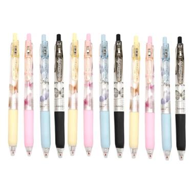Imagem de YIHUANYIFA 12 canetas retráteis fofas canetas de escrita de tinta de borboleta com ponta fina lisa de 0,5 mm canetas de impressão novidade de escritório material escolar para mulheres e homens