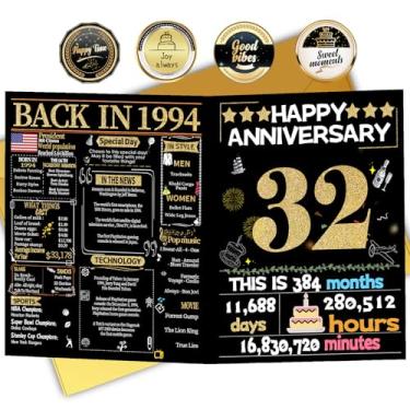 Imagem de Joycard Cartão de aniversário de 32 anos para mulheres e homens, cartão de casamento para esposa marido, decorações de casamento doces presentes para casal, perfeito para ela no dia de aniversário, em