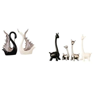 Imagem de Whtkoph Elegantes Estatuetas de Cisne E Girafa em Cerâmica, Coleção de Esculturas Modernas para Mesa, Estante, Escritório, Quarto, Aniversário E Lareira.