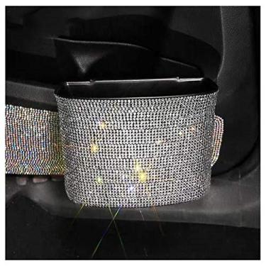 Imagem de Lixeira de Lixo de Carro Siyibb com Plástico e Strass Cintilante - Prata