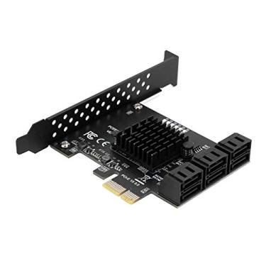 Imagem de Estink Placa de Expansão PCI E para 6 Portas SA TA 3.0, Monitor de Disco Rígido Com Indicador de Luz Azul E Chip de Dissipação de Calor, Plug and Play