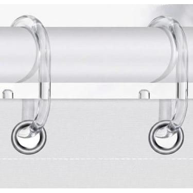 Imagem de 12 anéis de plástico para cortina de chuveiro, ganchos de cortina de chuveiro, ganchos em forma de C para cortina de chuveiro, ganchos de cortina de chuveiro