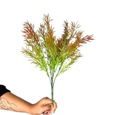 Imagem de Buquê de Alecrim Artificial Matinho Plantas Folhas Folhagem Decoração Jardim Vertical(3,Coral)