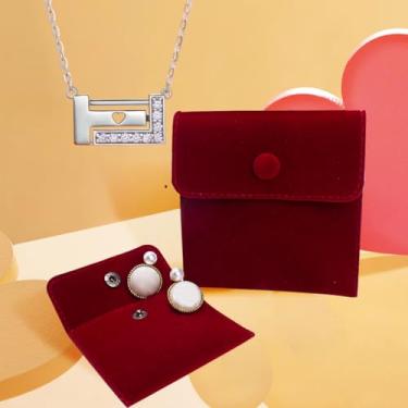 Imagem de 12 peças bolsa de joias de veludo, 3 tamanhos, sacos de joias portáteis para presente com botão de pressão para anéis, pulseiras, colares, brincos, relógio e outros itens pequenos (12 peças de bolsa