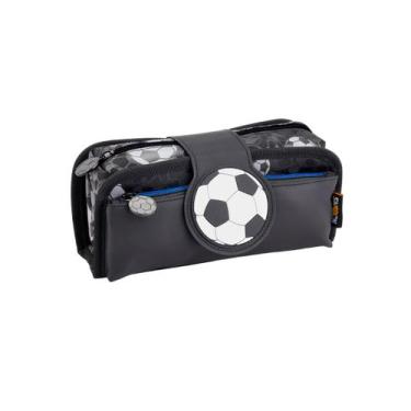 Imagem de Estojo Duplo Futebol Escolar Infantil Meninos - Seanite, Azul