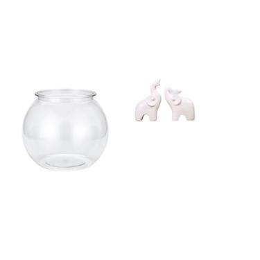 Imagem de Whtkoph Ornamento Redondo E Transparente para Aquário Pequeno, Vaso, Decoração de Mesa, Estátuas de Animais, Figuras para Escritório, Casa, Etc.