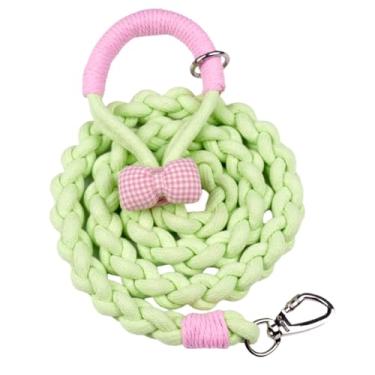 Imagem de Coleira de corda trançada resistente de 1,2 m, design de algodão macio com clipe de bloqueio para cães médios e grandes – ideal para caminhadas e treinamento (laço rosa)