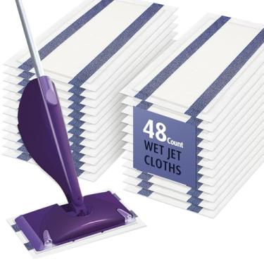 Imagem de AIR U+ Recargas de esfregão descartáveis para esfregões Swiffer Wet Jat, refil de almofadas úmidas espessas e absorventes, 48 unidades