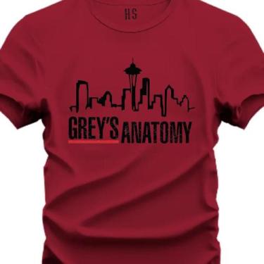 Imagem de Camiseta Greys Anatomy Personalizada Tecido Premium 30,1, Vermelho, P