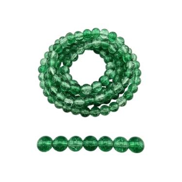 Imagem de DandS ltd Contas de vidro Crackle Lampwork para fabricação de joias, verde, pulseiras vibrantes, colares, suprimentos de miçangas e kits de artesanato para joias artesanais, 80 peças 0,39 polegadas