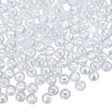 Imagem de Generic Contas redondas de acrílico de 8 mm, 100 peças de contas transparentes redondas de cores AB com orifício para brinco, pulseira, colar, chaveiros, branco transparente