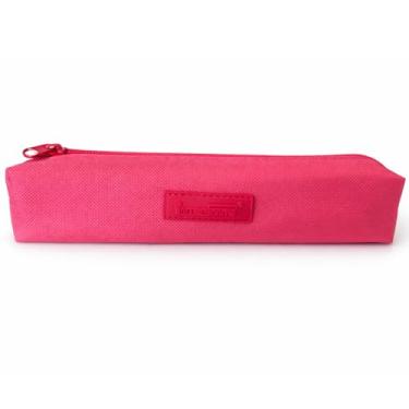 Imagem de Estojo Escolar Faculdade Para Canetas, Lápis, Com Zíper, Feminino Liso, Organize Materiais Escolares,Tecido PVC Resistente Durável Tamanho 20x5x3.5 cm (Rosé)