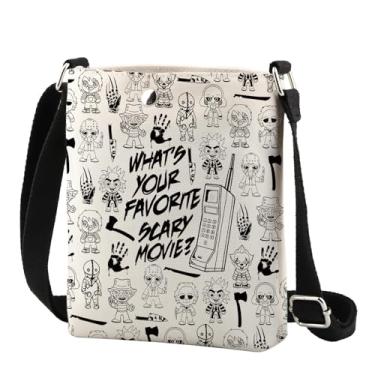Imagem de TSOTMO Presente de filme de terror Qual é o seu filme de terror favorito bolsa tiracolo personagens de terror presente de filme engraçado para filha, Scary Movie Xk