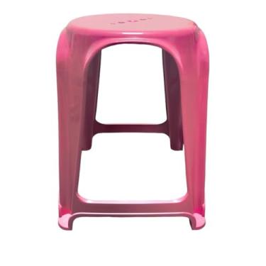 Imagem de Kit de 4 Banquinhos de Plástico para Adultos - 45cm de Altura, Cor Rosa, Ideal para Casa, Eventos e Espaços Residenciais, Práticos e Leves (Rosa)