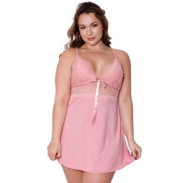 Imagem de Camisola Plus Size Sensual Sem Bojo Detalhe em Renda Lingerie Feminina