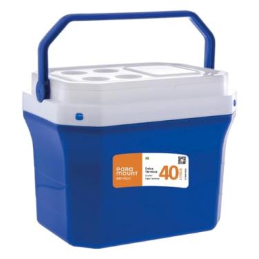 Imagem de Caixa Térmica Cooler 40 Litros Grande Com Alça Colorida P/Bebidas C/Porta Copos Ideal Praia Pesca Camping (Azul)