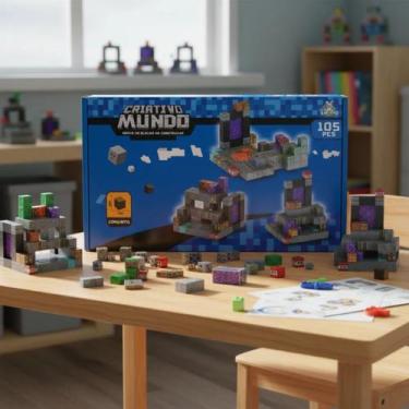Imagem de Brinquedo Blocos Magnéticos Mundo Criativo 105 Peças  Construção 3D Ed