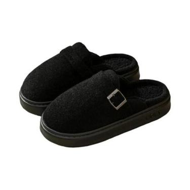 Imagem de Chinelos De Inverno Femininos De Pelúcia Luxuosos Designer Para Uso In