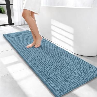 Imagem de OLANLY Tapetes de banheiro espessos 128 x 43 cm, tapetes de banho de chenille absorventes extramacios, suporte de borracha, lavar à máquina, secar na máquina, tapetes de banho para piso de banheiro