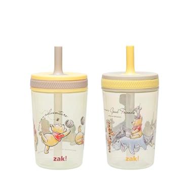 Imagem de Zak Designs Copos infantis Disney Ursinho Pooh Kelso para viagens ou em casa, pacote com 2 copos plásticos duráveis de 425 g com design à prova de vazamento são perfeitos para crianças (Ursinho Pooh e