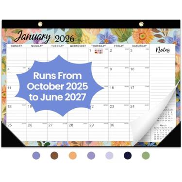 Imagem de Calendário de mesa 2025-2026, calendário de 21 meses de outubro de 2025 a junho de 2027 - Calendário mensal grande de 43 x 30 cm para mesa/parede para escola em casa ou escritório - capricho botânico