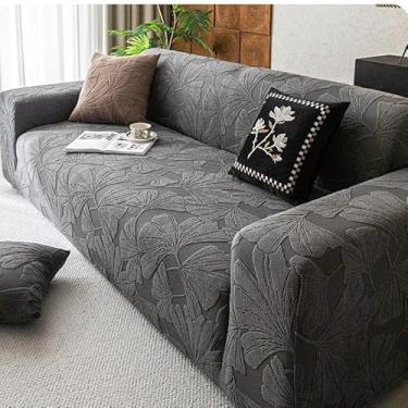Imagem de Capa de sofá 1, 2, 3, 4 e 5 lugares, protetor móveis veludo grosso luxo, capa cor sólida, elástica para cadeira reclinável(Gray,1-seat 90-140cm)