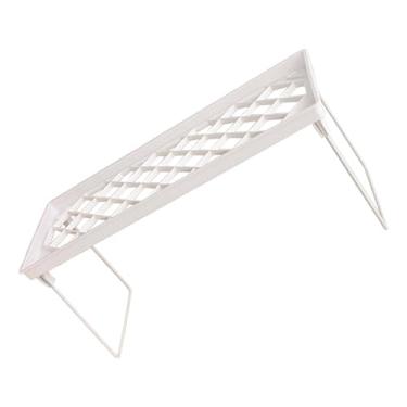 Imagem de Prateleira de Plástico Plegável Empilhável Expandível para Mesa Trabalho Organizador Armário Residencial Multifuncional