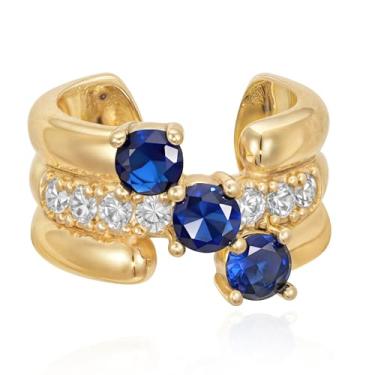 Imagem de MEVECCO Brinco de orelha sem piercing para mulheres, banhado a ouro 18 quilates delicados, cartilagem, prendedor de pressão, piercings falsos, minimalistas, argolas abertas, presentes, Sem pedra