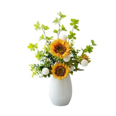Imagem de Flores artificiais, girassol, pastoral, flores artificiais, decoração de sala de estar, mesa de jantar, mesa de centro, ornamentos de entrada, buquê floral, flores falsas