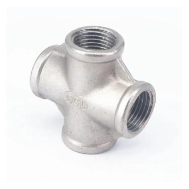 Imagem de Conector de 4 vias fêmea de aço inoxidável 304 fêmea de 1/5.1 cm, encaixe de tubulação, água, óleo, ar