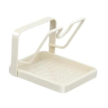 Imagem de IEUDNS Suporte para tampas de panelas, utensílio de cozinha, descanso de colher, suporte para tampa de panela e tábua de corte para, Branco Leitoso 1 Nível