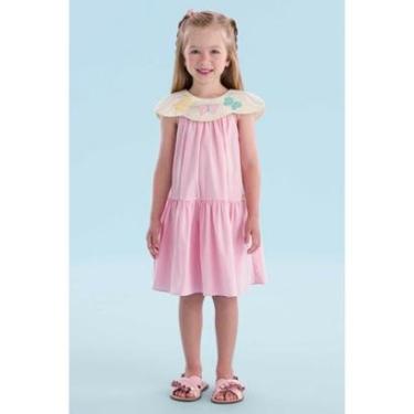 Imagem de Vestido Infantil Mon Sucré Rosa Gola Bordada Com Borboletas-Feminino