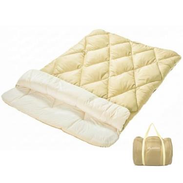 Imagem de BISINNA Saco de dormir duplo de flanela para adultos saco de dormir para duas pessoas acampamento tamanho queen para todas as estações, mochilão, caminhadas, clima frio com saco de compressão