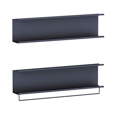 Imagem de Prateleira de ferro forjado preto/branco/dourado, prateleira à prova de umidade, suporte para toalhas, armário de armazenamento de artigos (preto 45 × 15 cm)