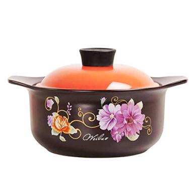 Imagem de Caçarola de costelas de milho panela de fundo plano pote de leite panela de mingau panela de sopa panela doméstica panela multifuncional (cor: amarelo) (laranja)