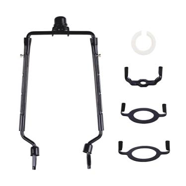 Imagem de Suporte para abajur de harpa para abajur 7 8 9 10", kit de harpa de lâmpada ajustável, adequado para adaptador de encaixe IP 3/8, E14, E26, E27 base de luz UNO compatível, suporte de abajur preto (Preto)